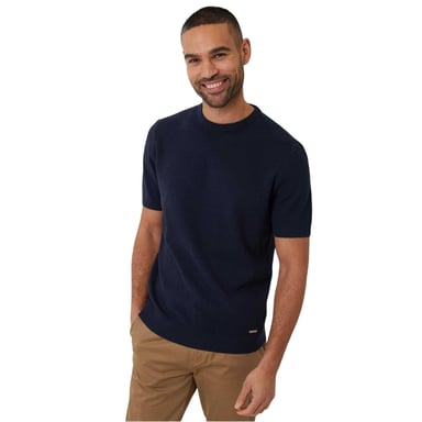 Threadbare Mens Moss Stitch Crew Neck T-Shirt (Navy)