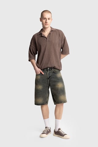 Herrars Avslappnad Bomull Texturerad Polo T-shirt