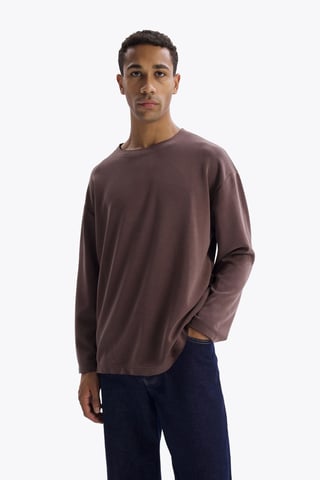 Herrars långärmad t-shirt med rund halsringning