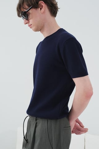 Herrars T-shirt i bomull med rund hals