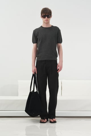Herr T-shirt i bomull med rundringning
