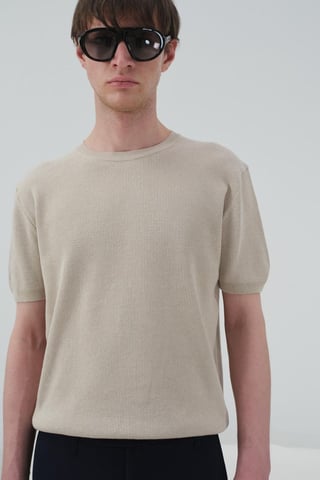 Herrarnas T-shirt med rund hals i bomull
