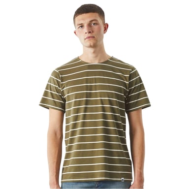 Pretty Green Mens Striped Regular T-Shirt (Khaki Green)