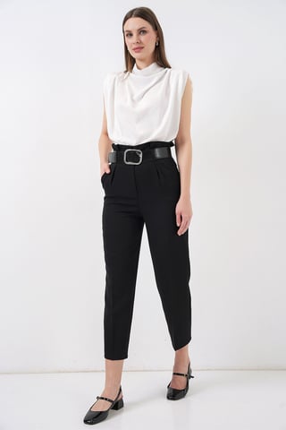 Ankle Length Straight Pants with Bow