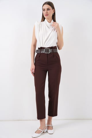 Ankle Length Straight Pants with Bow