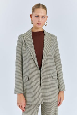 Lång rutigt crepe-blazer