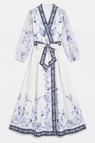 Floral V-Neck Maxi Wrap Dress with Belt