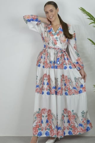 Floral V-Neck Maxi Dress with Tie Detail