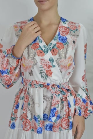 Floral V-Neck Maxi Dress with Tie Detail