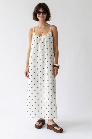 Polka Dot A-Line Maxi Dress