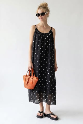Polka Dot A-Line Maxi Dress