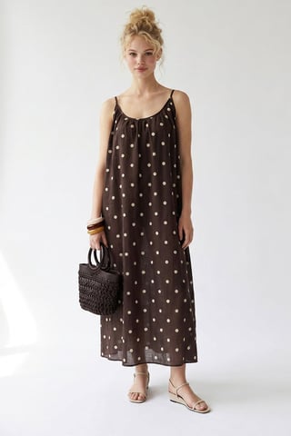 Polka Dot A-Line Maxi Dress