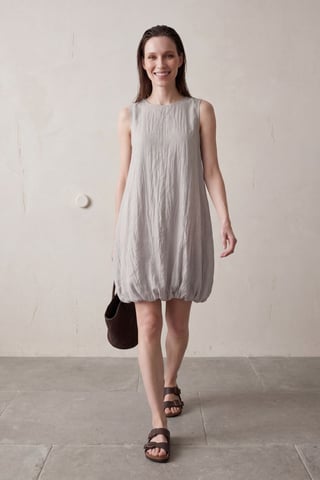 Loose Mini Dress in Textured Lyocell