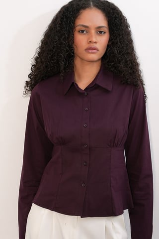 Fitted Poplin Knapp-up Kort Skjorta
