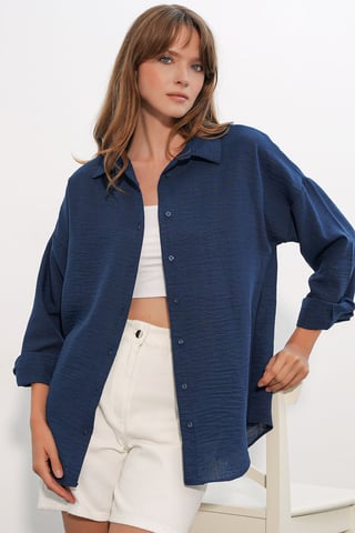 Embroidered Long Sleeve Shirt with Button Closure