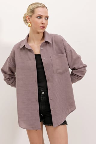 Linen Blended Shirt with Button Closure