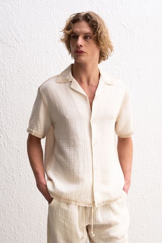 Men's Cotton Textured Short Sleeve Shirt
