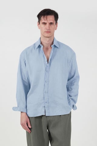 Herrars oversized skjorta i linneblandning