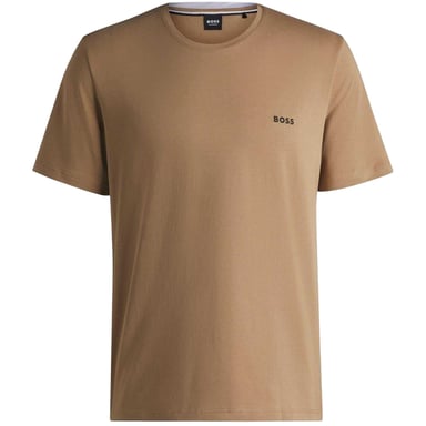 Boss Mens Mixmatch Crew Neck Short-Sleeved T-Shirt (Beige)