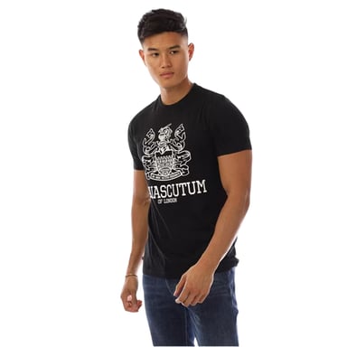 Aquascutum Mens Shield Logo Crew Neck T-Shirt (Black/White)