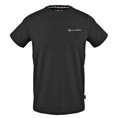 Aquascutum Mens Logo Crew Neck Regular T-Shirt (Black)