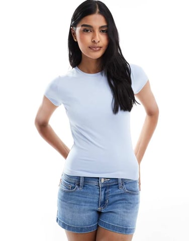 Hollister short sleeve seamless t-shirt in baby blue