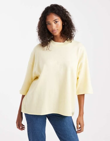 ASOS DESIGN knitted structured t shirt in buttermilk