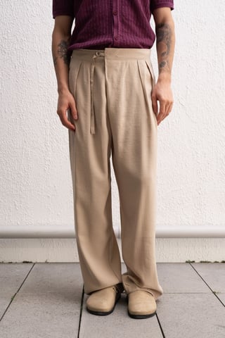 Men's high-waist wide-leg knit pants