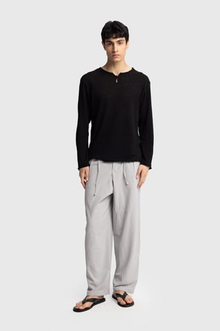 Men's Cotton Wide-Leg Knit Pants