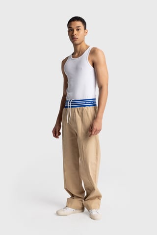 Men's Cotton Poplin Wide-Leg Knit Pants