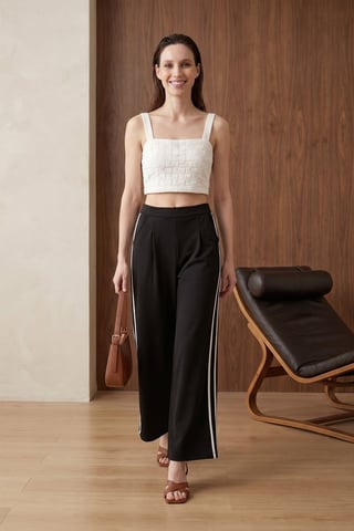 High-Waist Pleated Wide-Leg Trousers