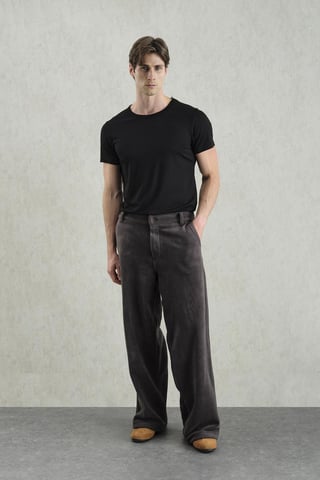 Men's mid-waist wide-leg knit pants