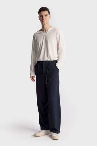 Men's Cotton Wide-Leg Knit Pants