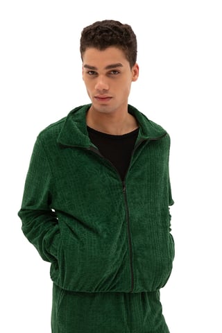 Mäns sammets zip-up sweatshirt