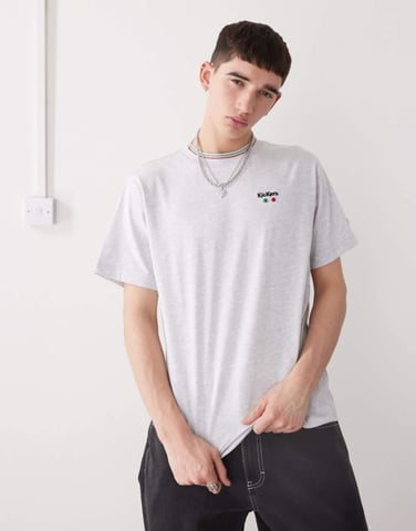 Kickers oversized t-shirt with kickers graphic in light grey marl