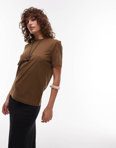 ARKET t-shirt in mocha brown