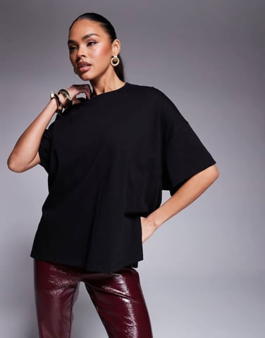 ASOS DESIGN knot back detail t-shirt in black