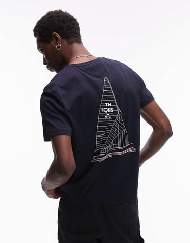 Tommy Hilfiger outline sailing t-shirt in navy