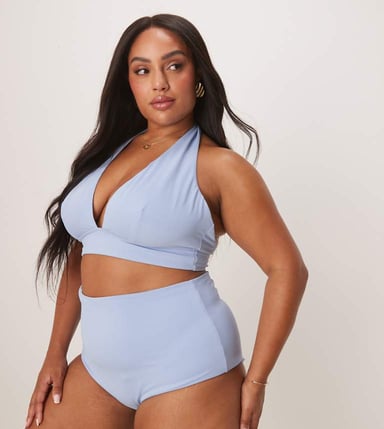 ASOS DESIGN Curve Maya mix and match high waist bikini bottom in blue
