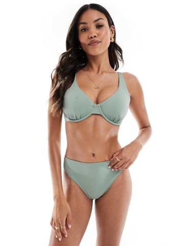 Hollister curvy high waist cheeky bottom co-ord in green