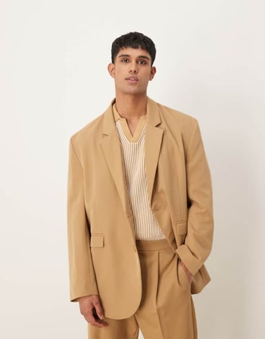ASOS DESIGN slouchy oversized suit jacket in camel