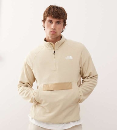 The North Face Kecha 1/4 zip packable anorak in off white exclusive to ASOS