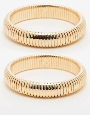 Topshop Benny pack of 2 snake chain bangles in gold tone