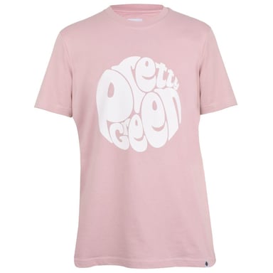 Pretty Green Mens Large Logo Crew Neck T-Shirt (Light Pink)