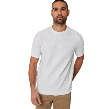 Threadbare Mens Textured Rib Knit Regular T-Shirt (Ecru)