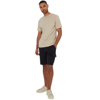 Threadbare Mens Textured Crew Neck Regular T-Shirt (Stone)