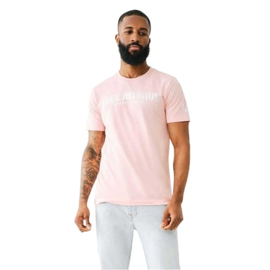 True Religion Mens Logo Foil Crew Neck T-Shirt (Pink)