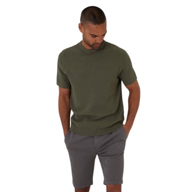 Threadbare Mens Textured Rib Knit Regular T-Shirt (Dark Sage)