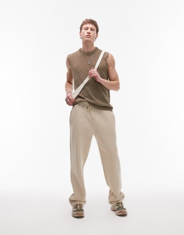 Topman straight leg jogger in stone