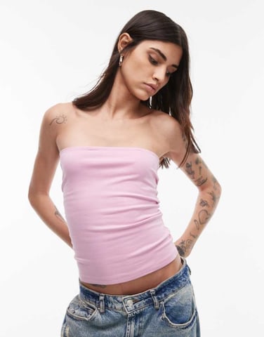 Topshop longline bandeau in pink